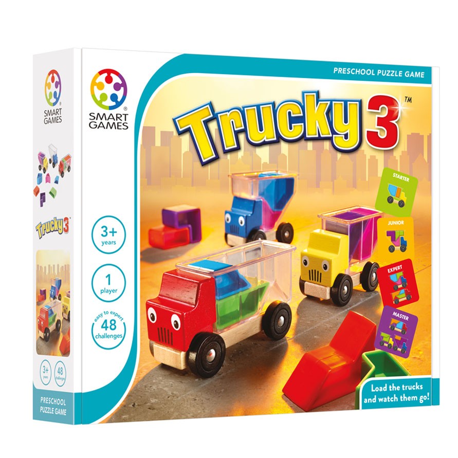 SmartGames Trucky 3 Wooden Puzzle Game Toy for Ages 3+