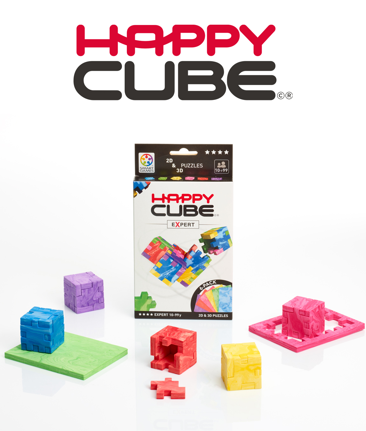 Set of 6 Foam Puzzle Cubes Happy Marble Cube Ages 9 to 99 