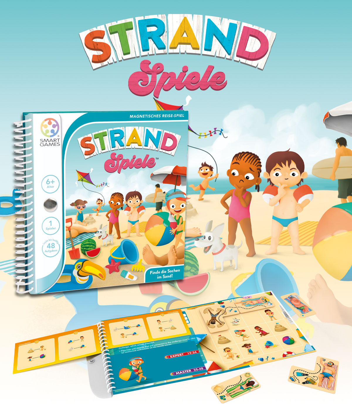 Smart Games Strand Spiele Knobelspiel Logik Magnetbuch Beschäftigung ab 6 Jahren 